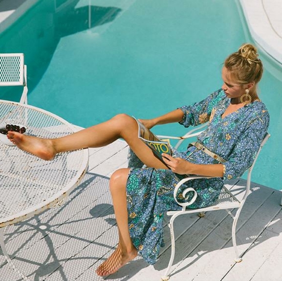 FLASH SALE Arnhem sinta midi dress boho gown marine M 10 blue - Picture 4 of 8